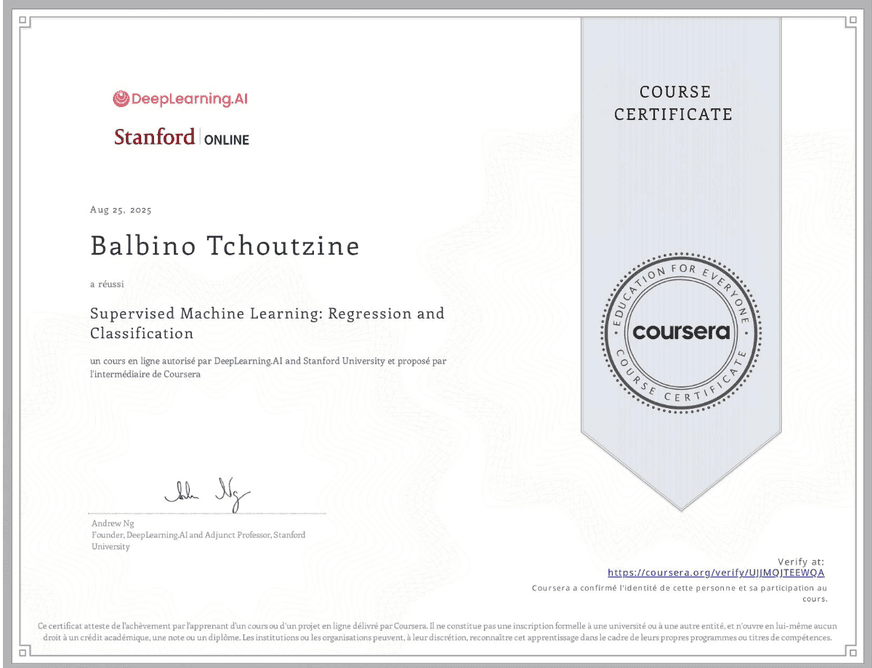 Supervised Machine Learning: Regression and Classification
