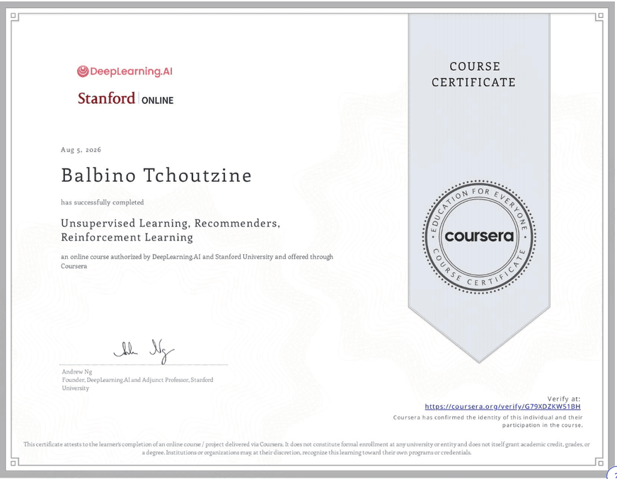 Unsupervised Learning, Recommenders, Reinforcement Learning